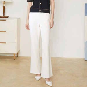 音儿女装2022夏季新款阔腿裤白色阔脚裤高腰微喇西裤休闲裤长裤女