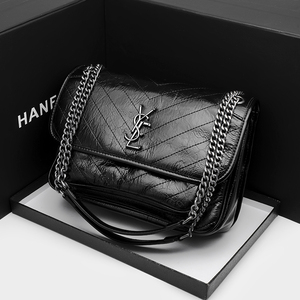 真皮女包2021新款潮杨树林niki链条流浪包单肩斜挎邮差包包女秋冬