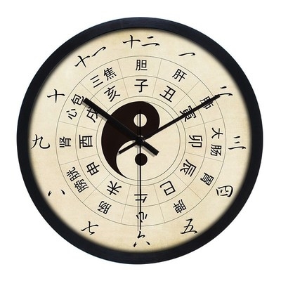 阴阳桃木八挂钟表招财时钟静音挂钟f中式八卦开运客厅家用镇宅.