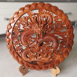 桃i木龙挂件摆件木雕c火龙家居风水挂饰 桃木雕刻双龙摆饰挂件