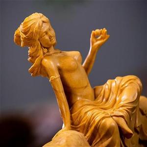 木雕小叶黄杨木雕刻n九歌s山鬼美女实木把玩工艺品中式家居饰品摆