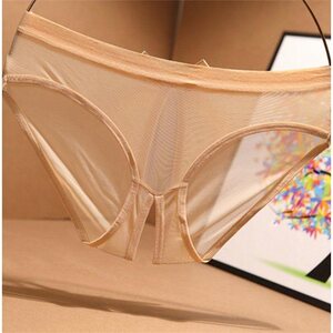 内裤女夏季薄款情调性感性惑无痕女士开裆免脱网纱透明全毛露新款