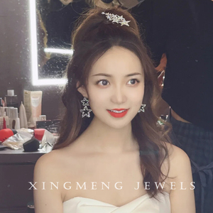 韩式新娘东大门简约水钻大小五角星耳钉百搭气质耳环少女高级感