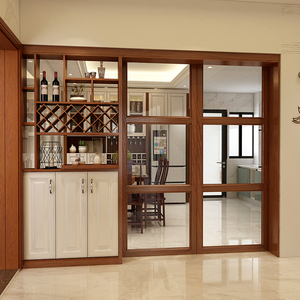 400人付款淘宝南宁玄门木厅关000实柜厨房推拉门酒柜隔断新中式双面酒