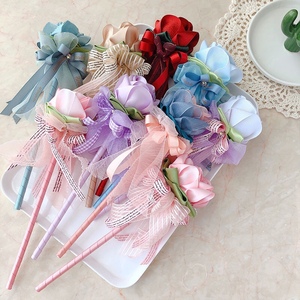 丝带玫瑰花笔diy材料包创意教师节礼物婚礼签到笔手工课笔花教程