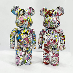 bearbrick400%暴力熊摆件村上隆太阳花哆啦a梦积木熊28cm手办潮玩