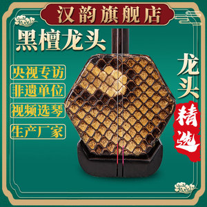 汉韵二胡乐器厂家直销黑檀龙头二胡乐器初学练习专业演奏手工制作