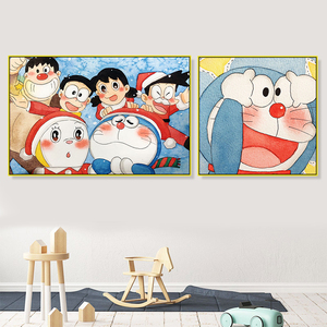 哆啦a梦装饰画动漫全家福挂画儿童房男孩叮当猫机器猫海报壁画