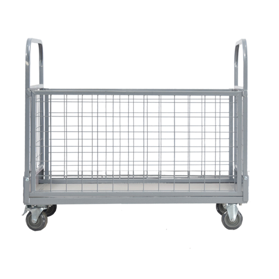 围栏手推车轻便带框网格物料快递钢板折叠周转车推车货仓库搬运车