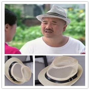 刘能同款衣服凉帽夏季男士草帽子太阳帽网眼透气遮阳凉帽窄沿草卅