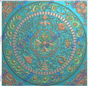 藏式八宝洋花灯盘精雕图浮雕图,荷花角花八宝灯盘精雕图浮雕图