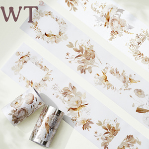 WT品牌原创胶带 霁光系列 烫金模切和纸胶带特油复古风格花朵百搭
