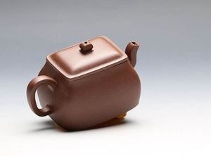 李峰《玉方》手工紫砂壶 原矿紫泥 长方形方器 150cc