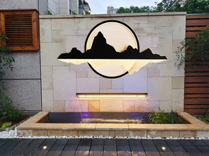 庭院流水墙水幕墙不锈钢瀑布流水槽流水景观室外别墅花园鱼池造景