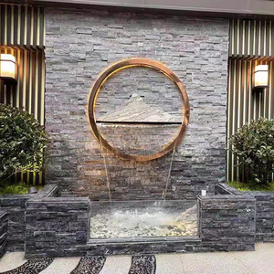 瀑布出水口庭院水景别花园水池鱼池装饰造景流水景观水幕墙流水墙