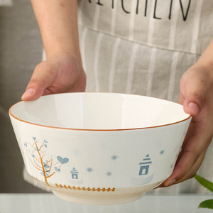 家用大号汤碗创意北欧风格汤盆陶瓷大碗圆型碗沙拉碗泡面碗餐具