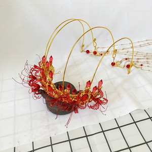 彼岸花女王发冠秀禾古装新娘头饰曼珠沙华晶石摄影汉服流苏发饰女