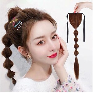 网红泡泡假发马尾女绑带式灯笼麻花辫双马尾自然逼真糖葫芦假辫子