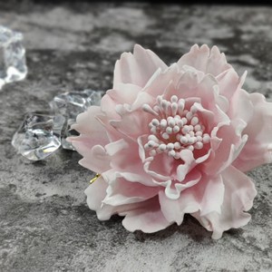 【扬州通草花】[1]牡丹 发簪发夹通k草绒花热缩片滴胶造花液