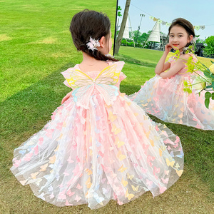 女童连衣裙2024新款夏季裙子花仙子公主裙夏装儿童装演出服蓬蓬裙