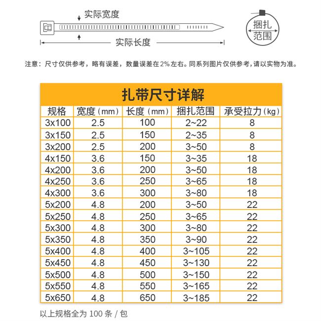 5x100尼龙扎带