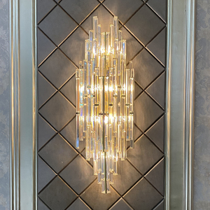 水晶壁灯奢华高档别墅复式楼背景墙酒店大厅走廊后现代客厅壁灯具