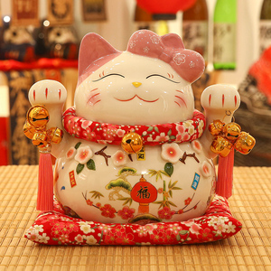 招财猫摆件创意礼品装饰品日本储蓄罐大号陶瓷客厅店铺开业发财猫