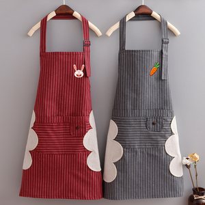 可爱日系时尚围裙家用厨房防水罩衣夏天棉布工作服女定制logo印字