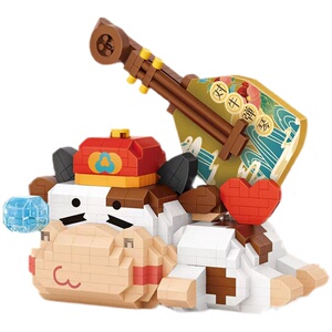 22/新品loz小颗粒微钻益智拼装玩系积木国潮当6具列对.牛弹琴模型