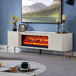 现代简约电视柜轻奢壁炉柜北欧客厅烤漆岩板地柜仿真火装饰取暖