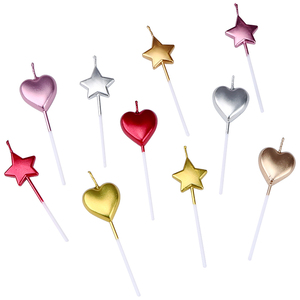 网红心型心形蜡烛生日蛋糕装饰用品创意浪漫无烟儿t童镀金爱心蜡