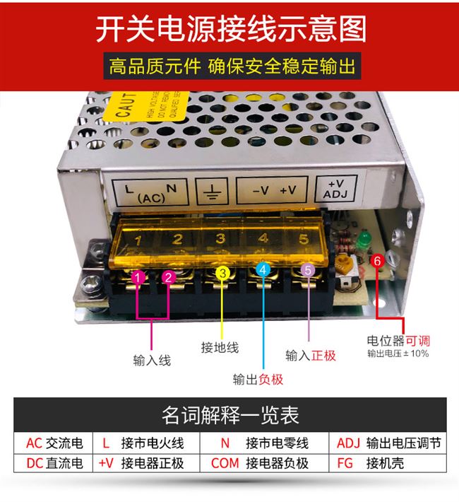220伏变24伏变压器,220v变24v交流变压器 ac220v变转换直流dc24v2a50w开关电源24伏2安稳压器适配器变压器