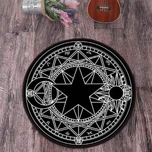 地毯卧室床边美少女战士小樱魔法阵网红圆形可定制水洗可裁剪地垫