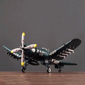 复古怀旧军事航空战斗飞机模型合金仿真老式二战铁艺战机装饰摆件