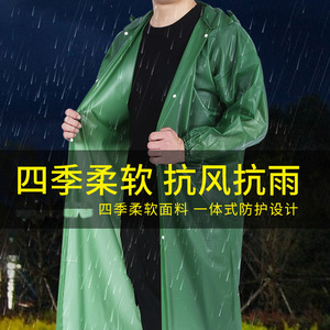连体雨衣pvc非一次性工地农用防护牛筋海胶防暴雨外穿透明雨衣男