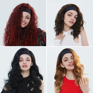 lucy lee金色波浪卷发带假发带发箍女头巾造型自然无痕长发假头套