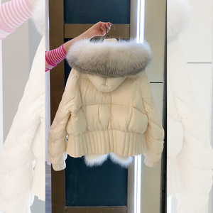 奶呼呼的毛领短款羽绒服女款冬季2023新款设计感小众棉衣棉服外套