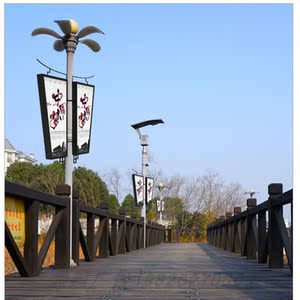 440人付款淘宝灯杆灯箱广告道旗路灯杆广告牌双面吸塑发光灯箱悬挂