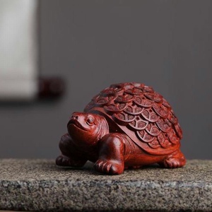 小叶紫檀木雕金钱龟摆件茶宠工艺品雕刻文玩手把件富甲一方男士