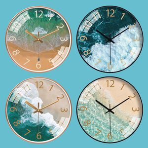 北望大海系艺术钟表挂钟客厅创意海洋现代简约石英钟静音个性壁钟