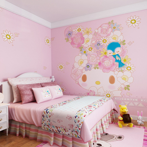 公主粉卡通美乐蒂壁纸儿童房温馨小清新主题墙布 女孩房个性墙纸