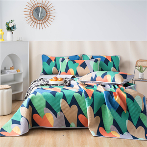 多功能床盖加厚双人夹棉床单舒适可铺可盖200*230华夫格床盖2米