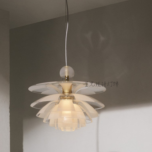 北欧卧室餐厅灯现代简约创意设计餐桌丹麦经典全铜玻璃松果吊灯