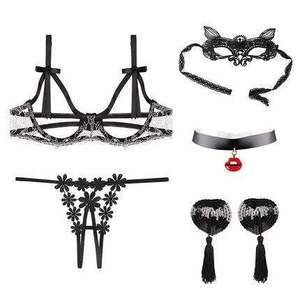 制服骚性感三点式血滴子套装情趣内衣内裤激情女胸罩性用品义乳男