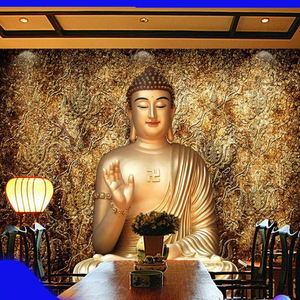 3d立体如来佛祖佛像壁纸佛堂宗教壁画庙堂玄关客厅屏风宗教8d墙纸