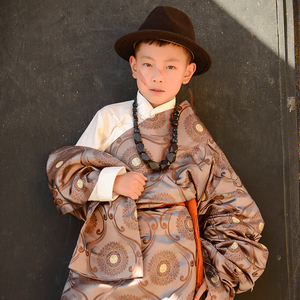 康巴服饰民族风藏袍中大儿童男藏袍小孩子小娃娃藏装2022夏季新款