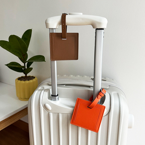 高品质旅行简约行李牌可印名字加厚超纤皮革行李箱吊牌定制印logo
