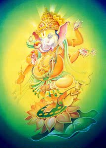 00同款货源学泳精品店淘宝象鼻天财神唐卡画像 实木卷轴挂画布