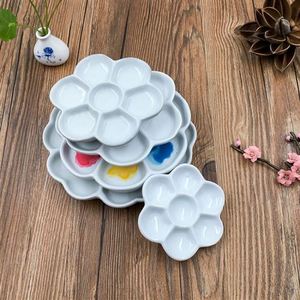 陶瓷景德镇e白盘水粉盘子颜料调色水彩瓷碟调色盘美生学术国画