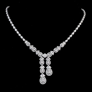 美梓珠宝 4克拉晚装钻石项链套链 18k白金豪华群镶真钻华丽感优雅